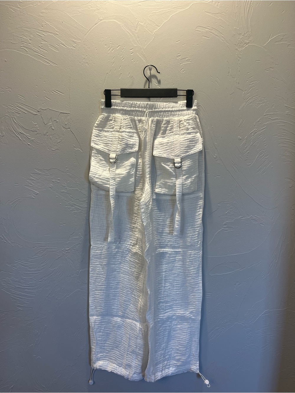 White Cargo Linen-Blend Pants